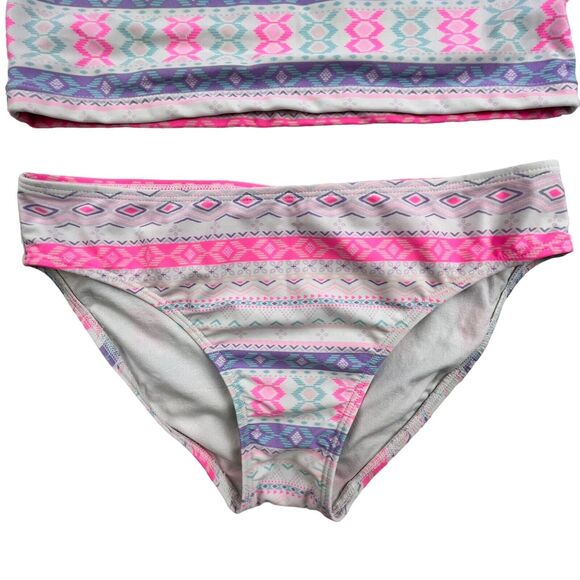 Children’s Place 2-piece Tankini Bathing Suit Swimsuit Pink Tropical Youth XL 14 - Picture 2 of 9